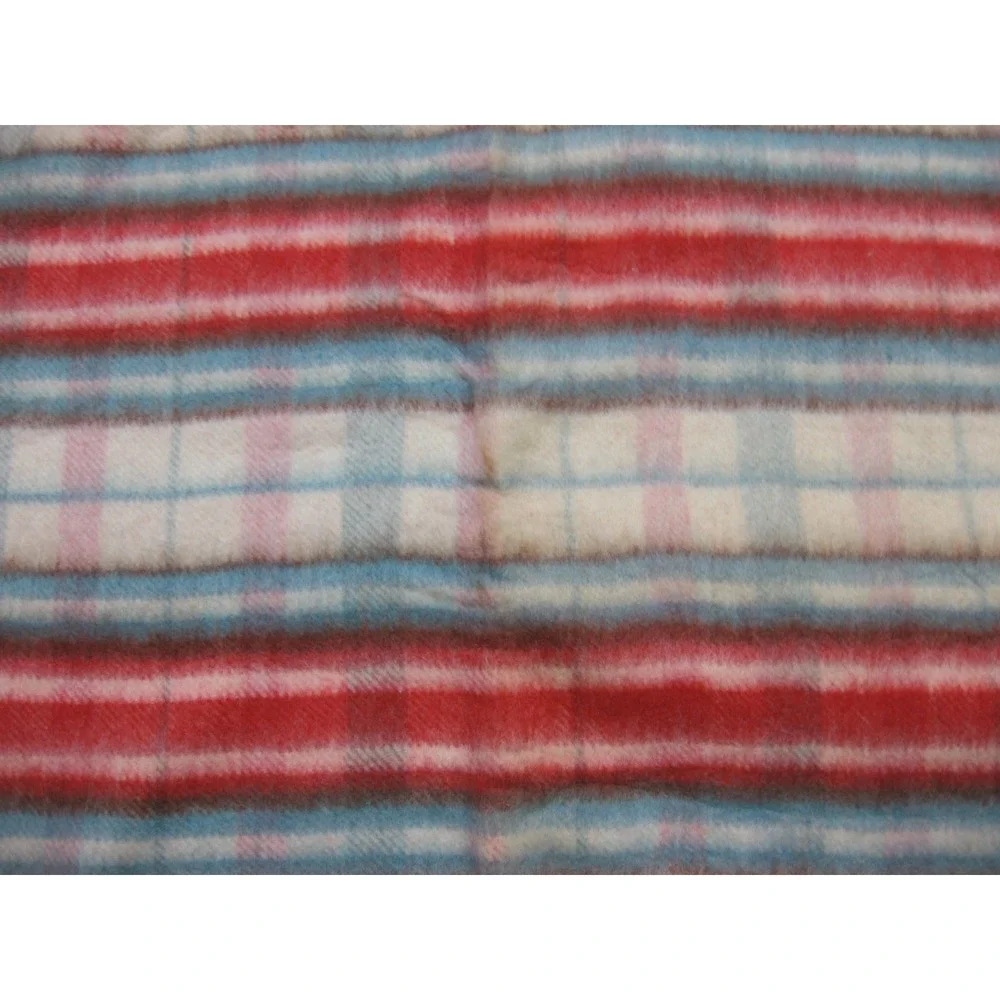 Vintage Golden Dawn JC Penney Dunbar Blanket (72x90) Plaid Stripe Satin Binding